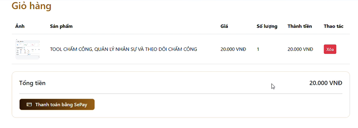 Ảnh chụp màn hình trang giỏ hàng WebList hiển thị sản phẩm đã chọn, thông tin sản phẩm, giá tiền, tổng tiền và nút tiếp tục đặt hàng hoặc thanh toán.