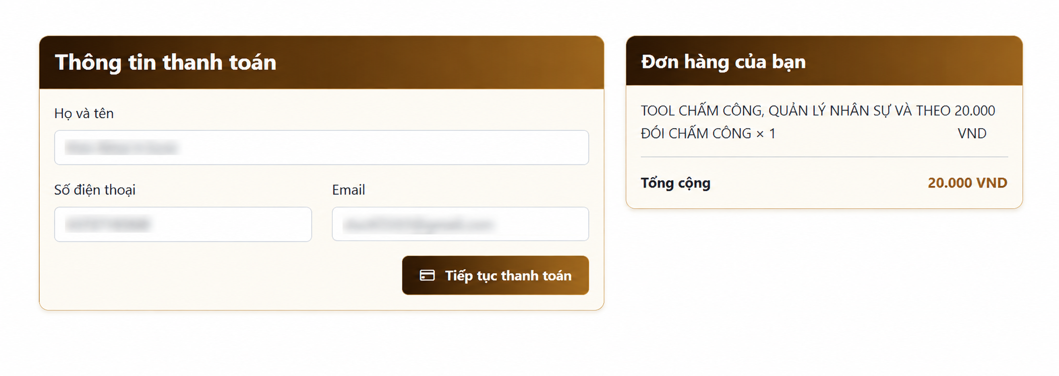 Ảnh chụp màn hình bước xác nhận đơn hàng WebList, thể hiện sản phẩm được đặt mua, tổng tiền phải trả và nút xác nhận đặt hàng hoặc tiến hành thanh toán.